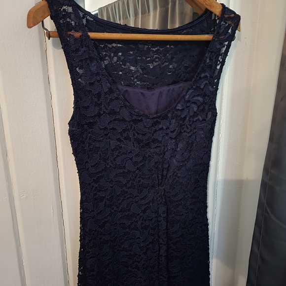 Lace Navy Full Length Dress - Picture 5 of 5